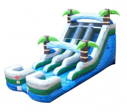 15' High Hawaiian Tropic Dual Lane Water Slide