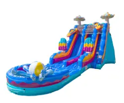 20' Pool Party Dual Lane Waterslide - Jumptastic