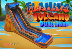 20' Flaming Volcano Dual Lane Water Slide