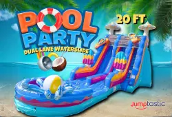 20' Pool Party Dual Lane Waterslide