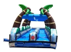35' Tropical Palms Dual Lane Slip N Slide - Jumptastic