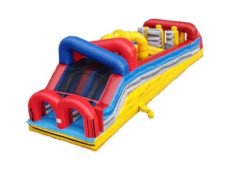 35' Inclined Obstacle Course with Dual Lane Slide - Jumptastic