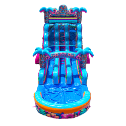 18' Dual Lane Hawaiian Hibiscus Water Slide - Jumptastic