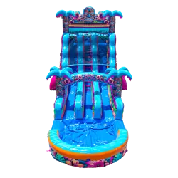 18' Dual Lane Hawaiian Hibiscus Water Slide - Jumptastic