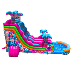 18' Dual Lane Hawaiian Hibiscus Water Slide - Jumptastic