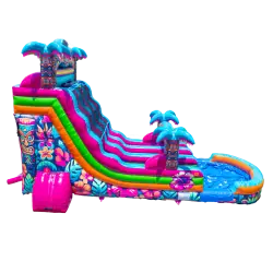18' Dual Lane Hawaiian Hibiscus Water Slide - Jumptastic