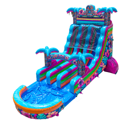 18' Dual Lane Hawaiian Hibiscus Water Slide - Jumptastic