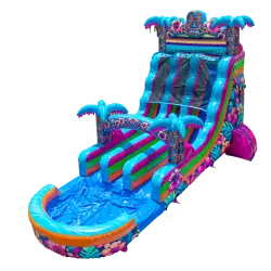 18' Dual Lane Hawaiian Hibiscus Water Slide - Jumptastic